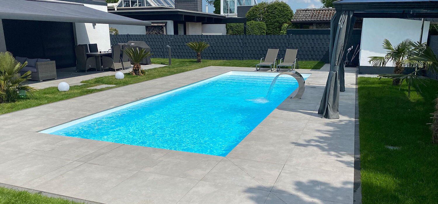 white swimming pool with skimmers